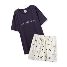 【接触冷感】モチーフ4柄ワンポイントTシャツ&ショートパンツセット