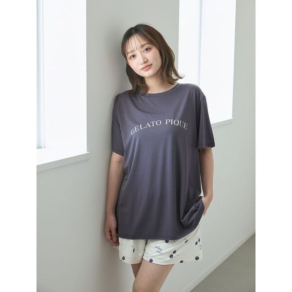 【新品】ジェラートピケ接触冷感ワンポイントTシャツ上下セット　チェリー柄 接触冷感】モチーフ4柄ワンポイントTシャツ&ショートパンツ