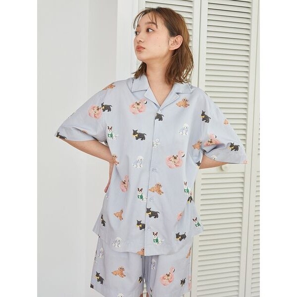 大人気!! gelato pique SUMMER DOG 総柄 シャツ UNISEX】SUMMER DOG総柄シャツ（ルームウェア/パジャマ