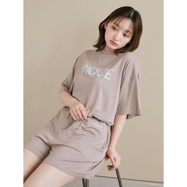接触冷感】カラフルレーヨンロゴBIGTシャツ＆ショートパンツ