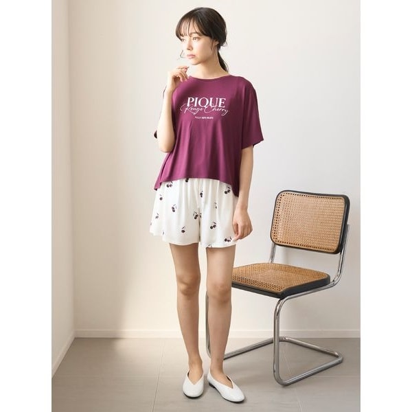 接触冷感】カラフルレーヨンロゴBIGTシャツ＆ショートパンツ