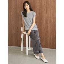接触冷感サテンラインロングパンツ
