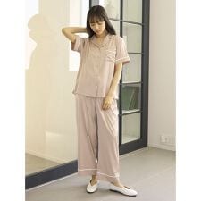 接触冷感サテンラインロングパンツ