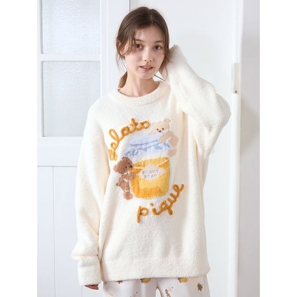 あったかもこもこ　ジェラートピケ ベビモコパンジャガードプルオーバー ￥8800 ベビモコはちみつベアジャガードプルオーバー | ジェラート ピケ