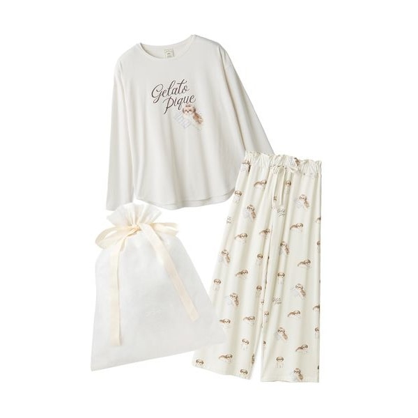 新品タグ付✨ジェラピケ　上下セット　バックプリント　Tシャツ　& ロングパンツ ジェラートピケ gelato pique 【ラッピング済み】【接触冷感