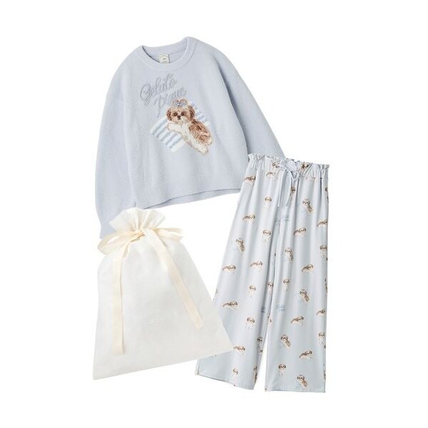 ジェラートピケ CAT柄ワンポイントTシャツ&ロングパンツ上下セット　新品 新品ジェラートピケCAT柄ワンポイントTシャツ&ロングパンツ上下