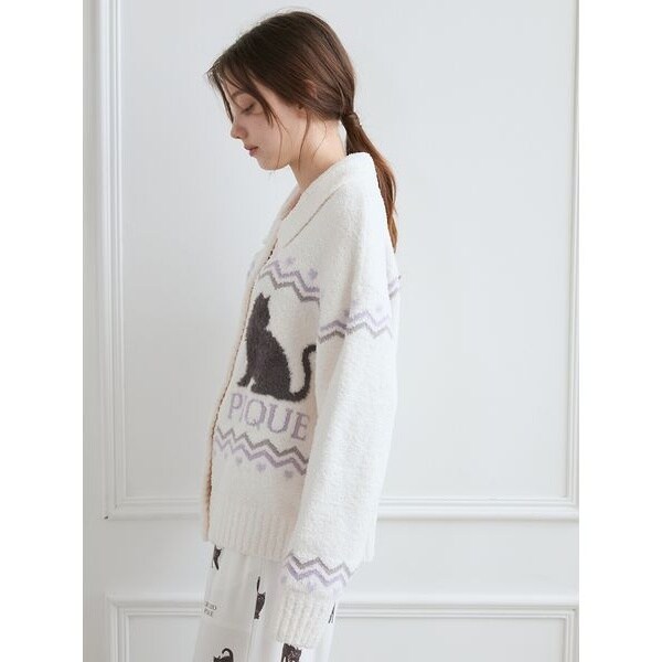 CATジャガード衿付きカーディガン | ジェラート ピケ(gelato pique