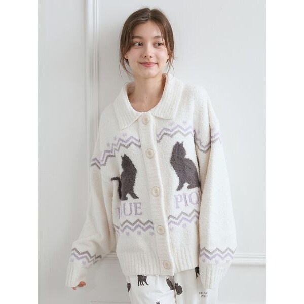 CATジャガード衿付きカーディガン | ジェラート ピケ(gelato pique