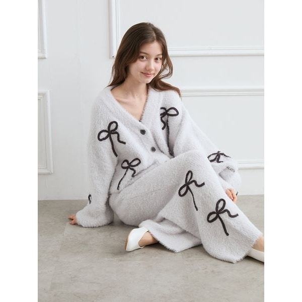 新品ジェラートピケリボンプルオーバー＆ロングパン 上下セットアップ gelato pique - 新品タグ付 リボン柄 プルオーバー ロングパンツ