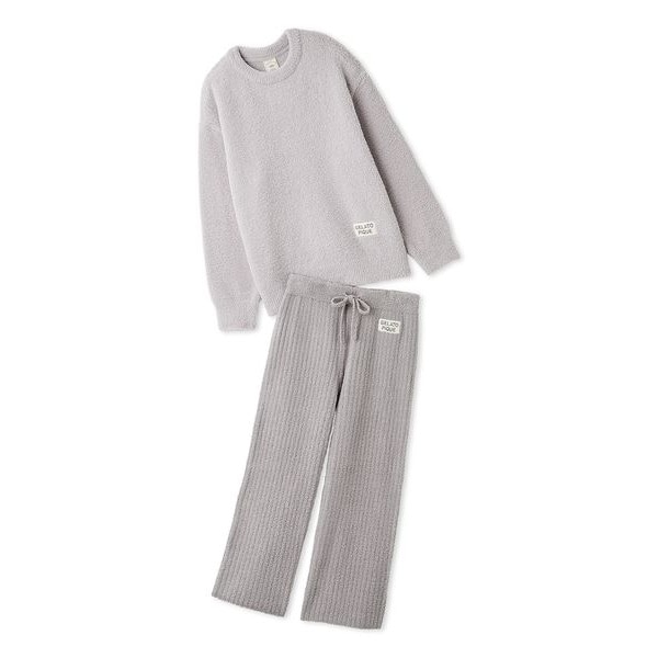 パウダーメランジベアジャガードプルオーバー&ロングパンツSET 熊 gelato pique（ジェラートピケ）の「パウダーメランジベア