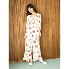 ヴィンテージローズ柄ロングパンツ