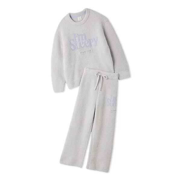ジェラートピケ パウダーロゴジャガードプルオーバー&ロングパンツセット グレー パウダーロゴジャガードプルオーバー&ロングパンツセット（ルーム