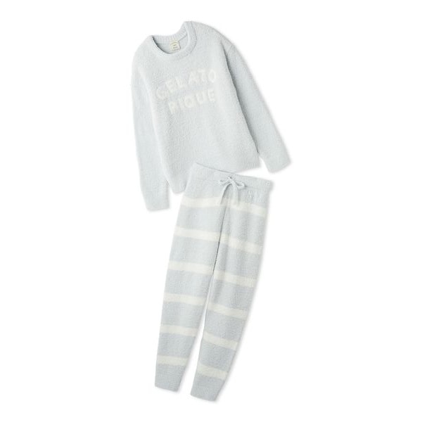 パウダーメランジベアジャガードプルオーバー&ロングパンツSET