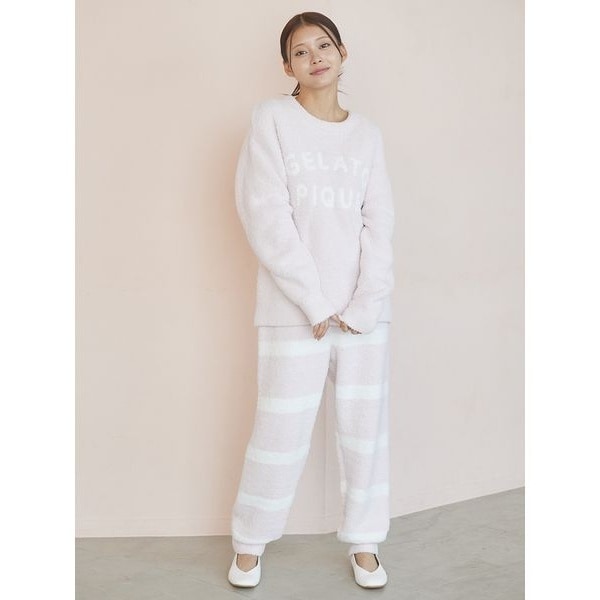 パウダーメランジベアジャガードプルオーバー&ロングパンツSET