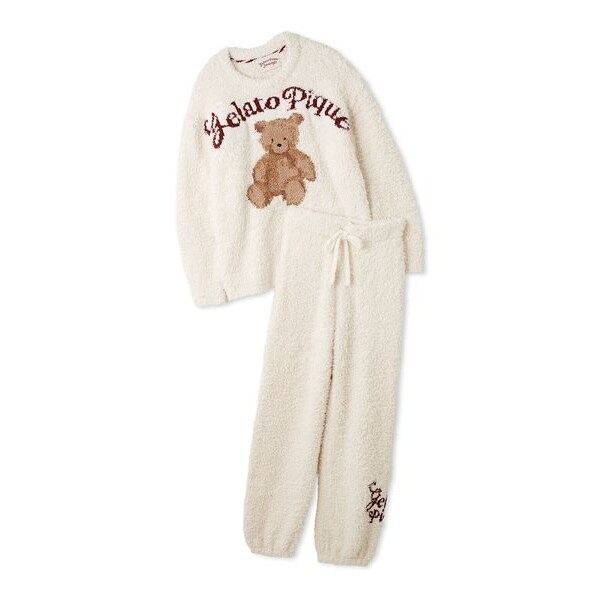 パウダーメランジベアジャガードプルオーバー&ロングパンツSET