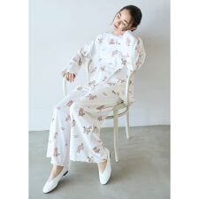 プードル柄ロングパンツ