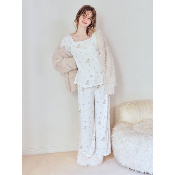 フラワーキャット柄ロングパンツ | ジェラート ピケ(gelato pique