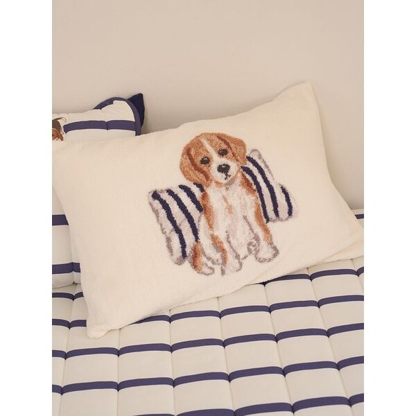 Sleep】【UNISEX】エアリーモコプレイフルDOGジャガードピローケース