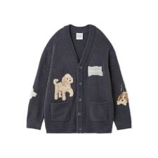 【UNISEX】エアリーモコプレイフルDOGジャガードカーディガン