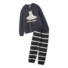 【ONLINE限定】【UNISEX】エアリーモコプレイフルDOGジャガードプルオーバー&ボーダーロングパンツセット