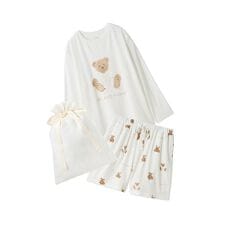 【ラッピング済み】抗菌防臭バスローブベアワンポイントロンT&ショートパンツSET
