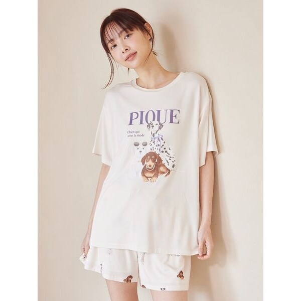 【新品未着用】ジェラートピケ CAT柄 シャツ＆ショートパンツ 接触冷感】ファッションCATS&DOGS柄ショートパンツ | ジェラート ピケ