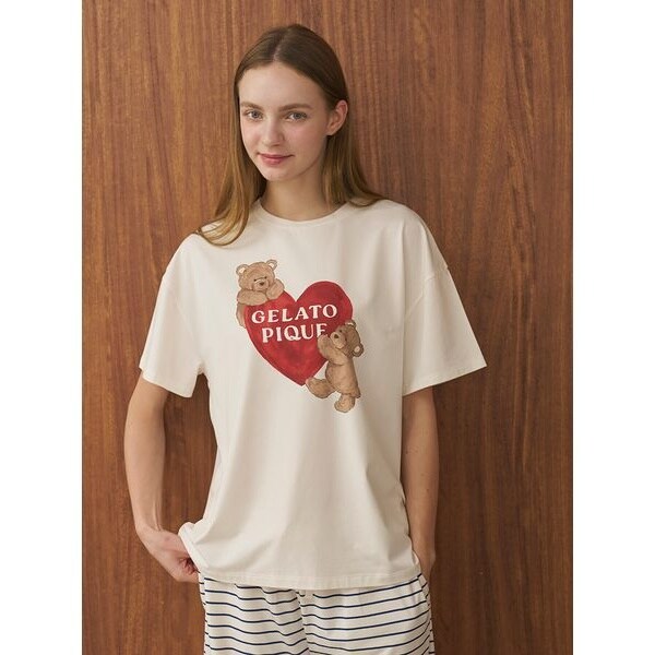 接触冷感】BEAR HEARTワンポイントTシャツ | ジェラート ピケ(gelato