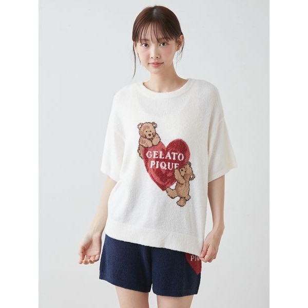 接触冷感】スムーズィーBEAR HEART ジャガードプルオーバー