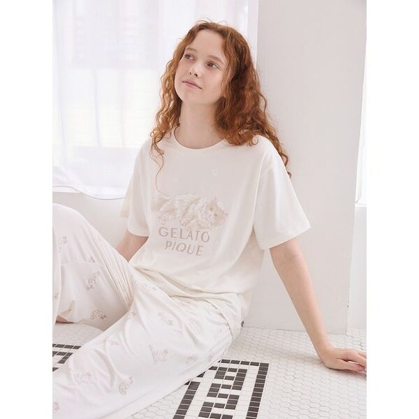 抗菌防臭】バスタイムCATワンポイントTシャツ | ジェラート ピケ
