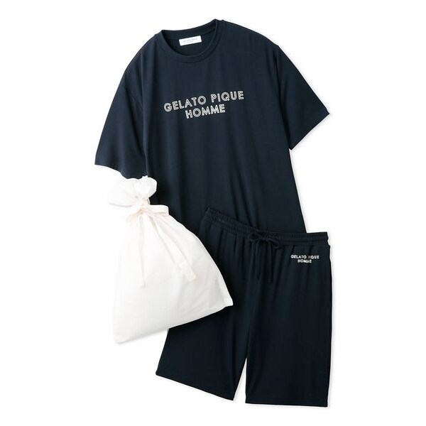 ラッピング済み】【HOMME】レーヨンロゴTシャツ＆ハーフパンツSET