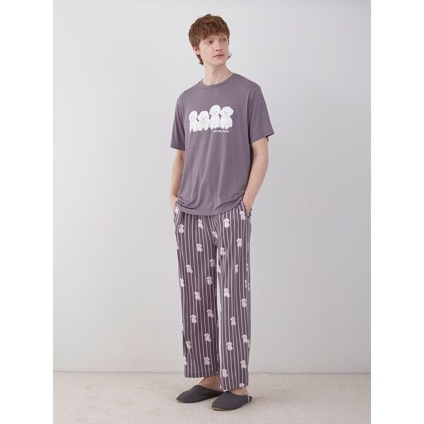 接触冷感】【ONLINE限定】【HOMME】ビションフリーゼ柄Tシャツ