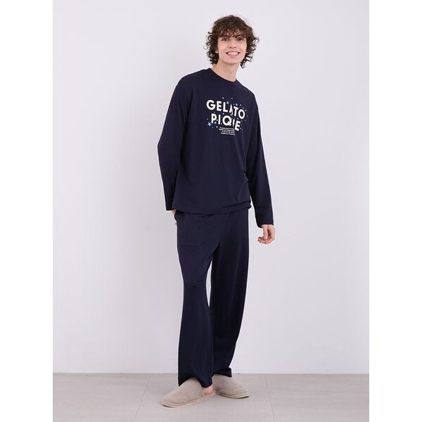 ジェラートピケ　オム　【HOMME】インレイスターロゴロンT ネイビー　長袖　M HOMME】レオパード総柄シャツ | ジェラート ピケ オム(GELATO