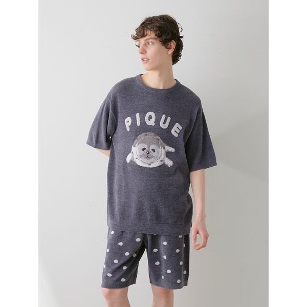 新品 ジェラートピケ　アニマルアイマスクジャガード  Tシャツ パンツ セット 新品 ジェラートピケ アニマルアイマスクジャガード Tシャツ