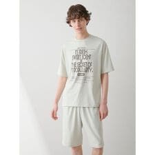 【HOMME】【接触冷感】フローズンレーヨンロゴプリントTシャツ&ハーフパンツセット