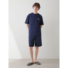 【HOMME】【接触冷感】スーピマコットンロゴハーフパンツ
