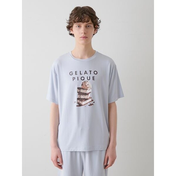 新品　国内正規品　　【接触冷感】レーヨンロゴTシャツ、ボトム　ジェラートピケ HOMME】【接触冷感】COOLレーヨンデザートロゴTシャツ