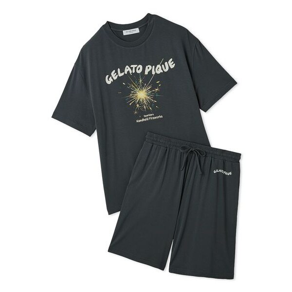 【HOMME】レーヨンスタープリントTシャツ&ロングパンツ HOMME】【接触冷感】レーヨン夏祭りプリントTシャツ&トハーフ