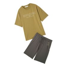 【HOMME】【接触冷感】クールレーヨンロゴTシャツ＆ハーフパンツセット