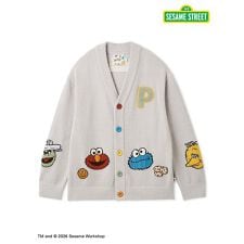 【SESAME STREET】【HOMME】エアリーモコアップリケカーディガン