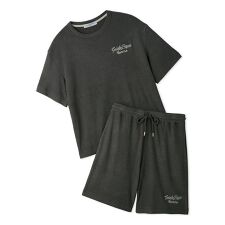 【ONLINE限定】【HOMME】【接触冷感】パイルワンポイントロゴ刺繍プルオーバー&ハーフパンツセット