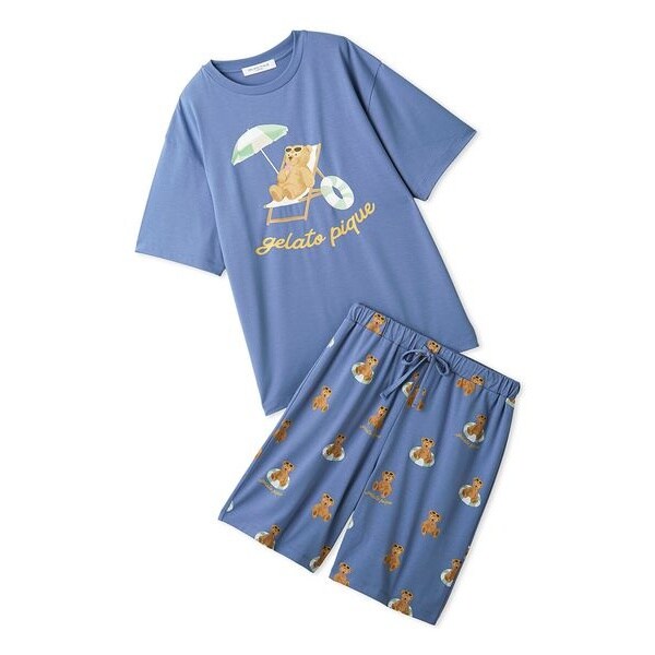 ONLINE限定】【HOMME】【接触冷感】サマーベア柄ワンポイントTシャツ