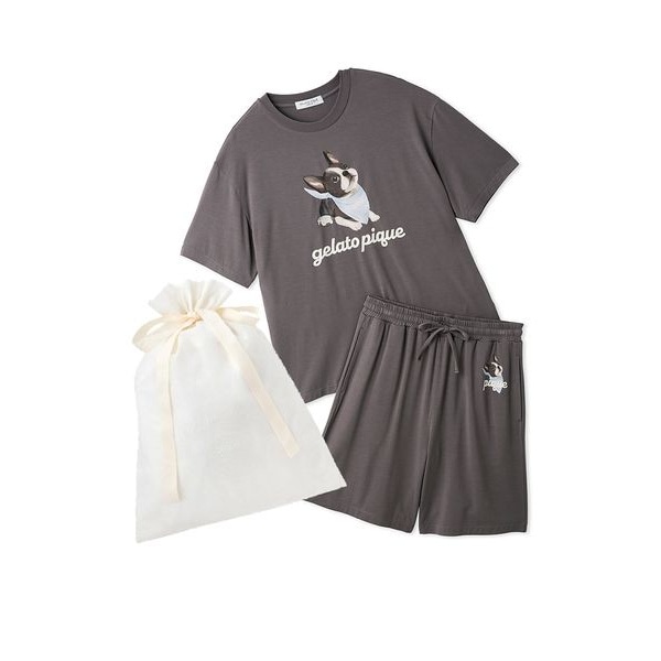 ラッピング済み】【HOMME】【接触冷感】レーヨンドッグワンポイントT