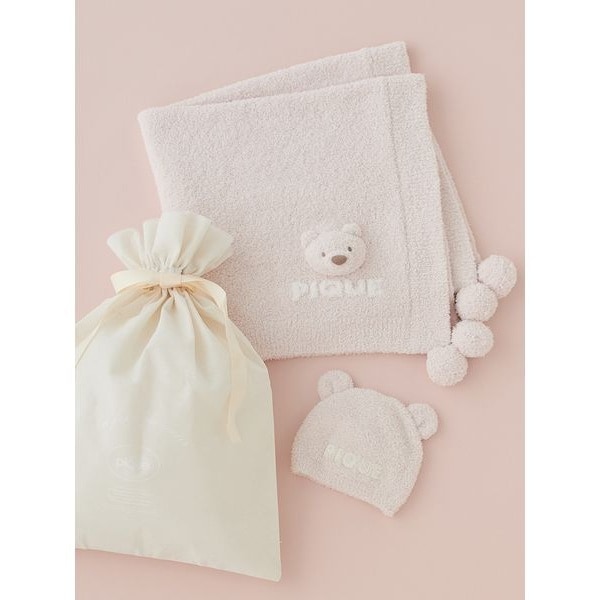 GELATO PIQUE キャバリア柄ブランケット　箱ラッピング済 ラッピング済み】【BABY】ベア3重ガーゼブランケット&ピローSET