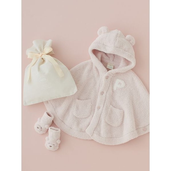 ラッピング済み】【BABY】パウダーベアポンチョ＆ソックスSET