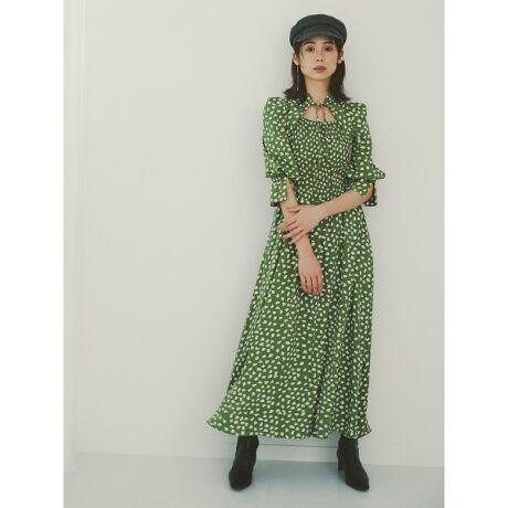 デコルテオープンドットプリントワンピース スナイデル Snidel Swfo ファッション通販 マルイウェブチャネル