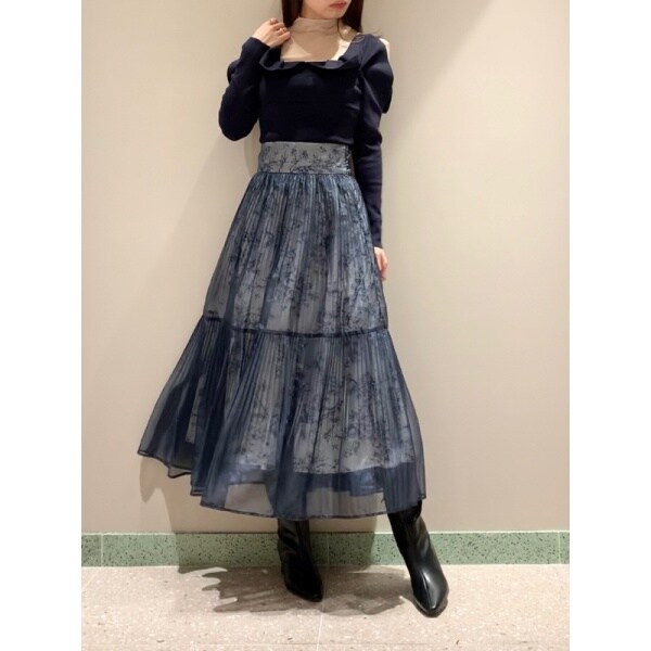 プリーツシフォンレイヤードプリントスカート | スナイデル(SNIDEL 
