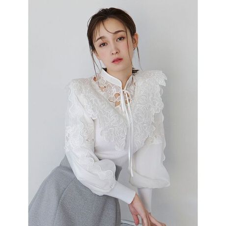 レースカラーニットプルオーバー | スナイデル(SNIDEL) | マルイウェブ  