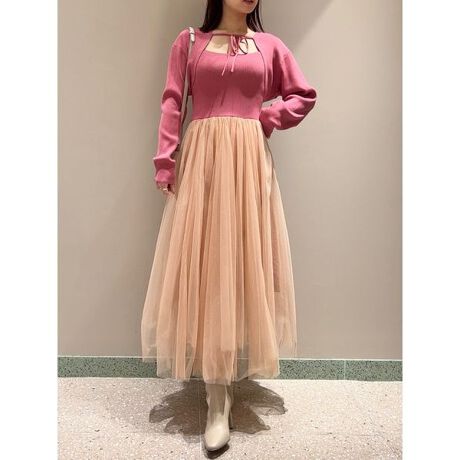 snidel ニットチュールワンピース（ボレロセットチュールニット 
