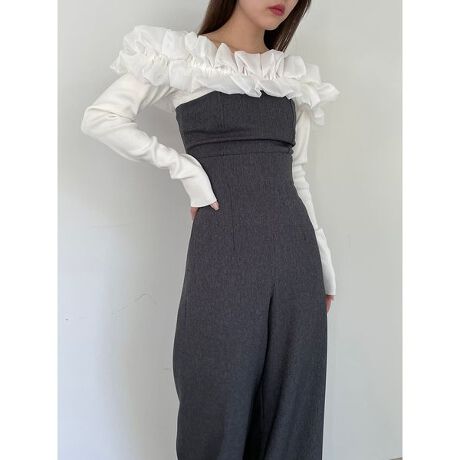 新品 SNIDEL デザインフリルニットトップス ホワイト デザインシアー 