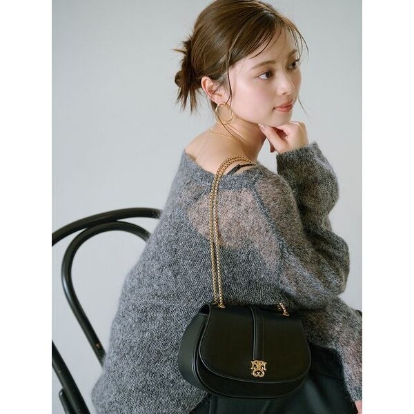 フォックスアルパカショートカーディガン、ノースリタートルプル